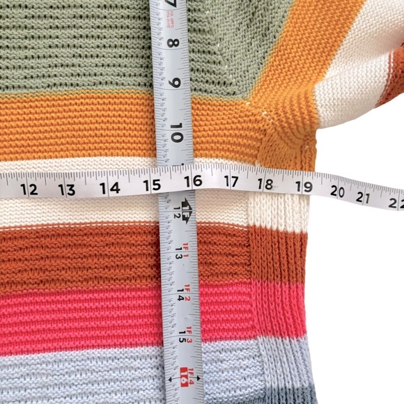 MULTICOLOR STRIPE  RAINBOW BOAT NECK COTTON JUMPER SWEATER WOMEN SIZE SMALL - Picture 8 of 12